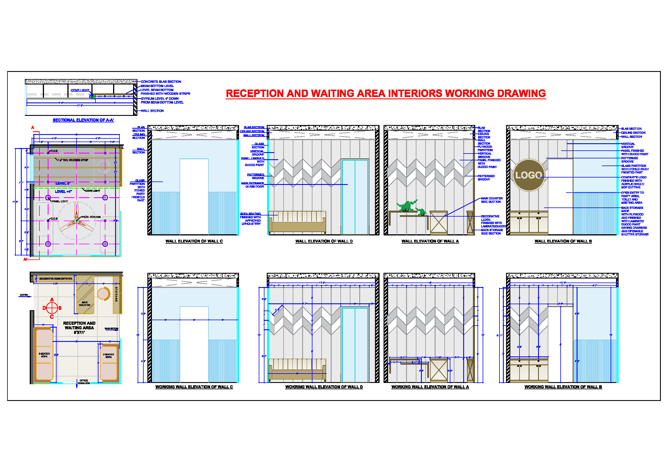 Office Reception and Waiting Area Complete CAD Drawing